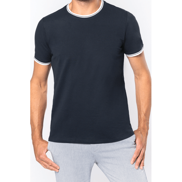 T-shirt i pikéstickad herr med rund halsringning T-shirt i pikéstickad herr med rund halsringning